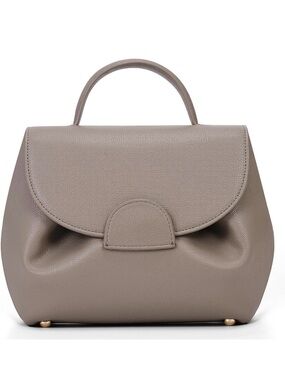 Structured Taupe Top-Handle Satchel for Women